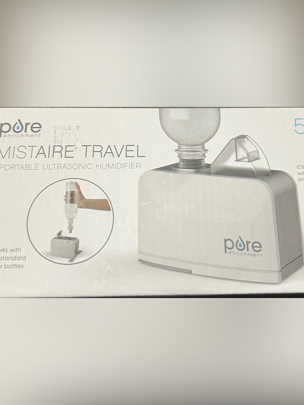 White Travel Ultrasonic Water Bottle Humidifier